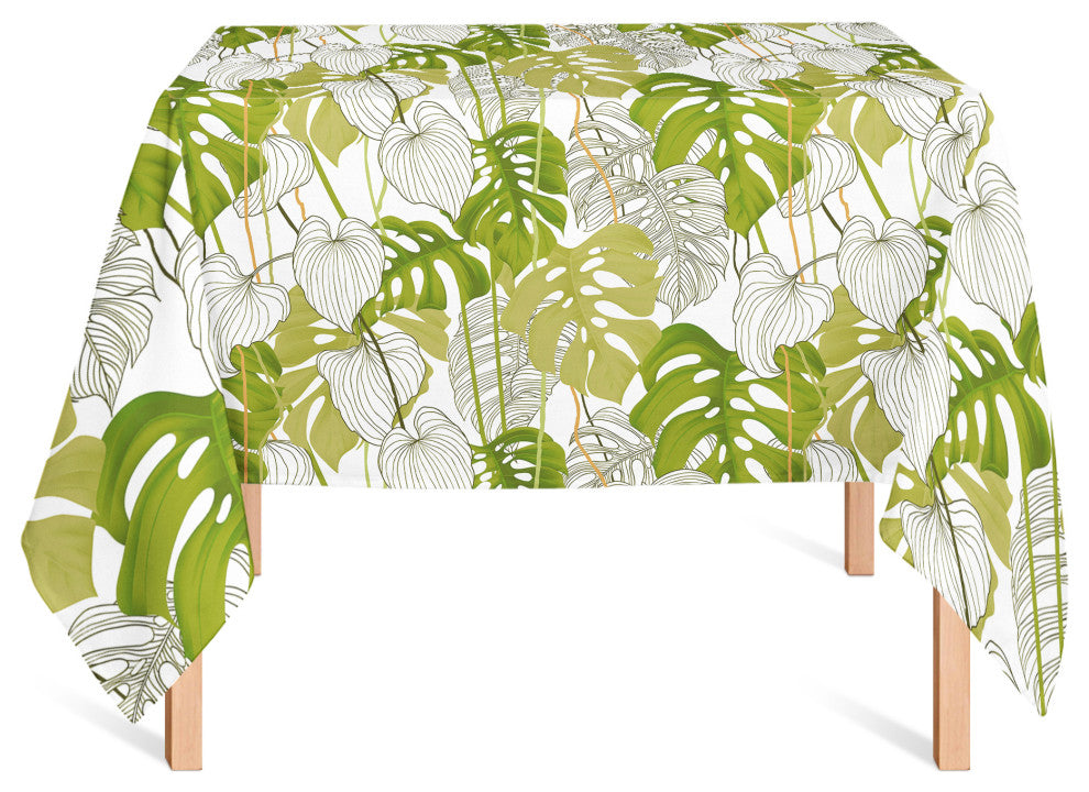Yellow Green Monstera 58x58 Tablecloth