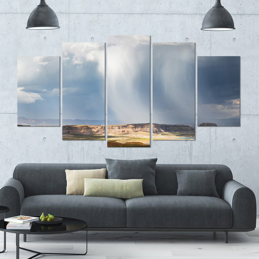 Lake Powell under Clouds, Landscape Canvas Art Print, 60"x32", 5 Panels