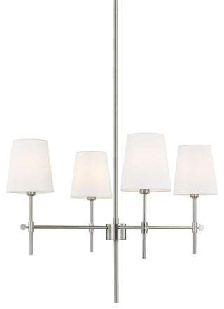 Baker Four Light Small Chandelier, Brushed Nickel