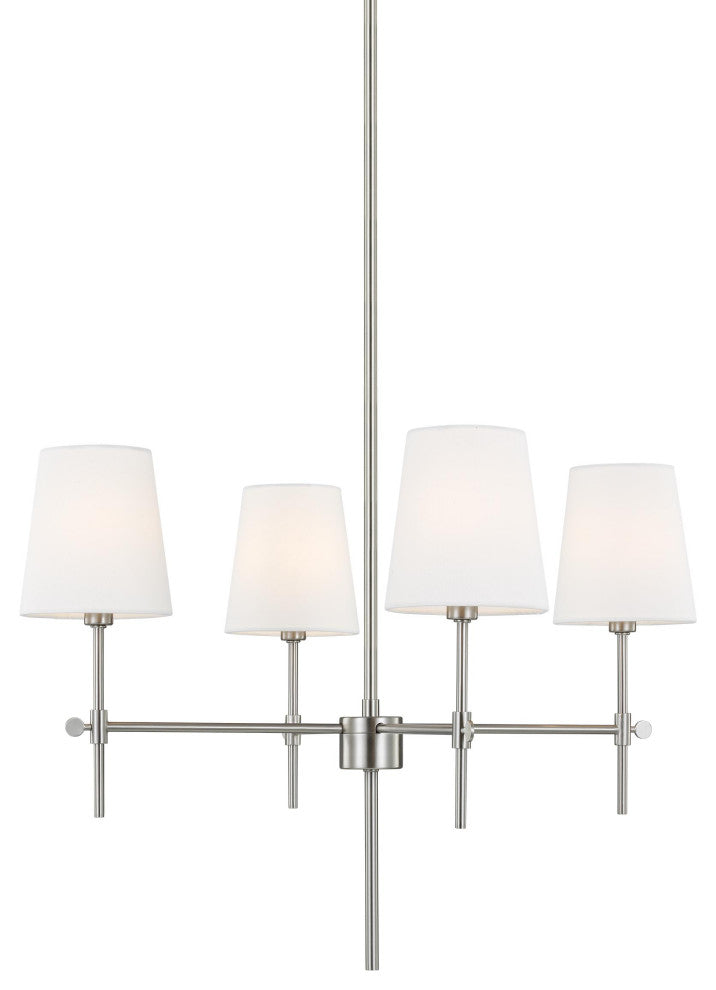 Baker Four Light Small Chandelier, Brushed Nickel