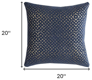 20" Blue and Gold Geometric Cotton Throw Pillow