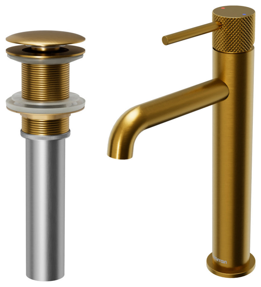 Karran 1-Handle 1-Hole Vessel Faucet With Pop-up Drain, Gold