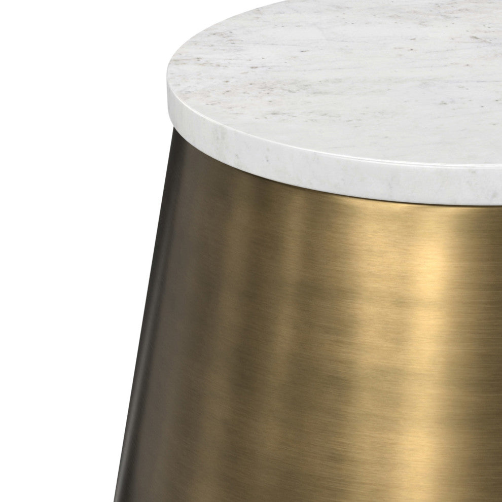 Benning Side Table, White /Antique Brass