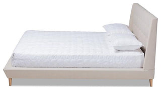 Baxton Studio Naya Beige King Size Wingback Platform Bed