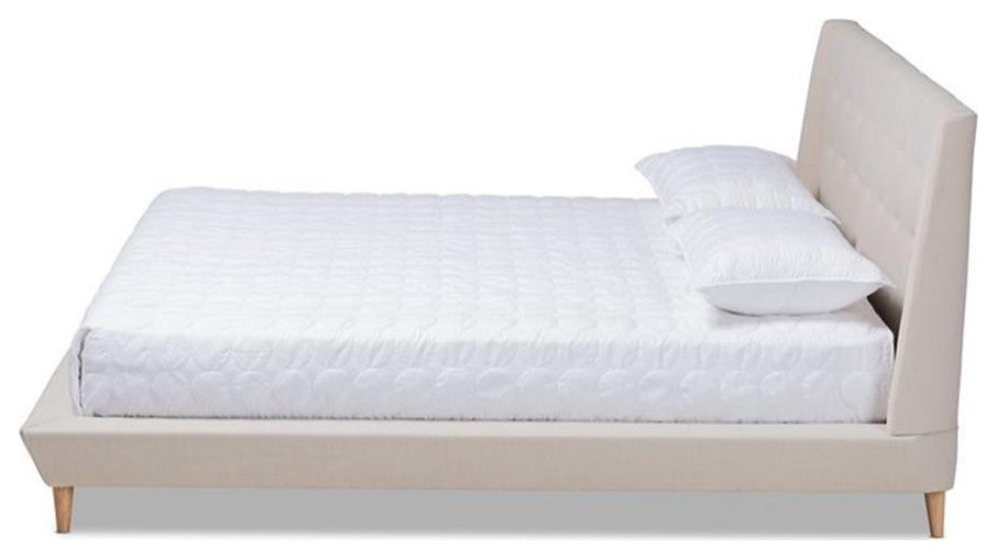 Baxton Studio Naya Beige King Size Wingback Platform Bed