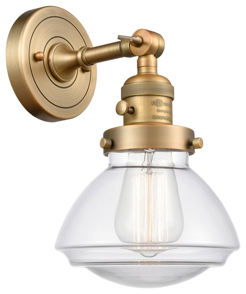 Olean 1-Light Sconce, Brushed Brass, Clear