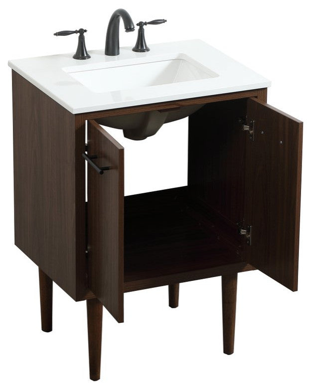 Home Living 19" Midcentury Modern Walnut-Light Bathroom Vanity