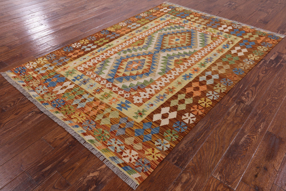 5' 5" X 6' 6" Reversible Flat Weave Kilim Rug Q8296