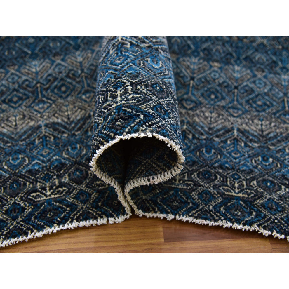 Yale Blue Hand Knotted Kohinoor Herat Design 100% Wool Square Rug 10'x10'1"