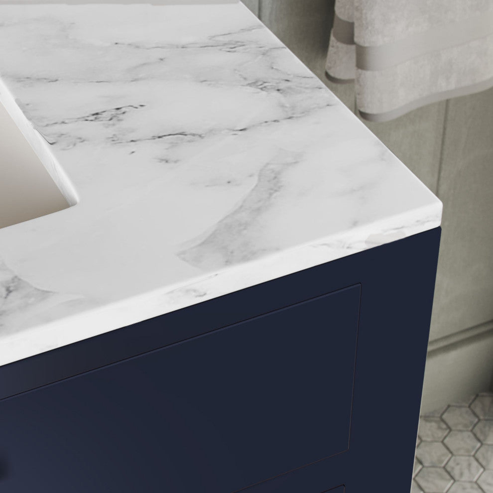 The Savoy Bathroom Vanity, Monarch Blue, 72", Double, With Mirror, Without Faucets, Freestanding