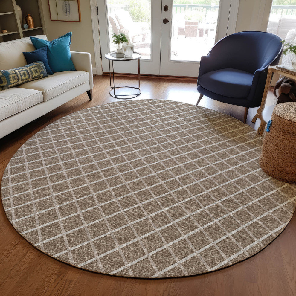 Indoor/Outdoor York YO1 Taupe Machine Washable 10' x 10' Rug