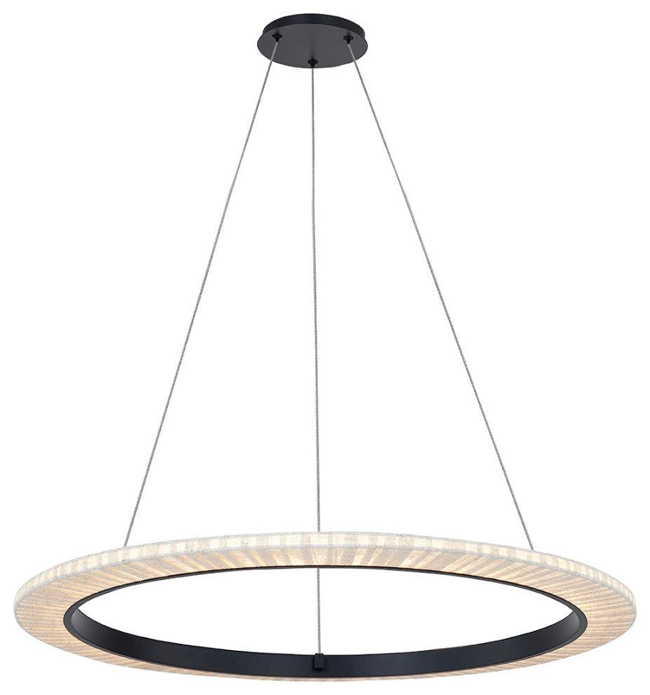 Textile Medallo LED Ring Cream Linen Fabric Pendant 42"