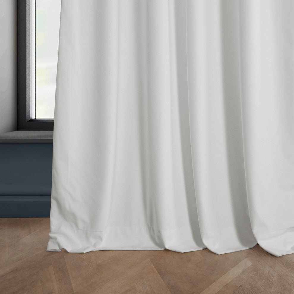Heritage Plush Velvet Curtain Single Panel, Pillow White, 50"x120"