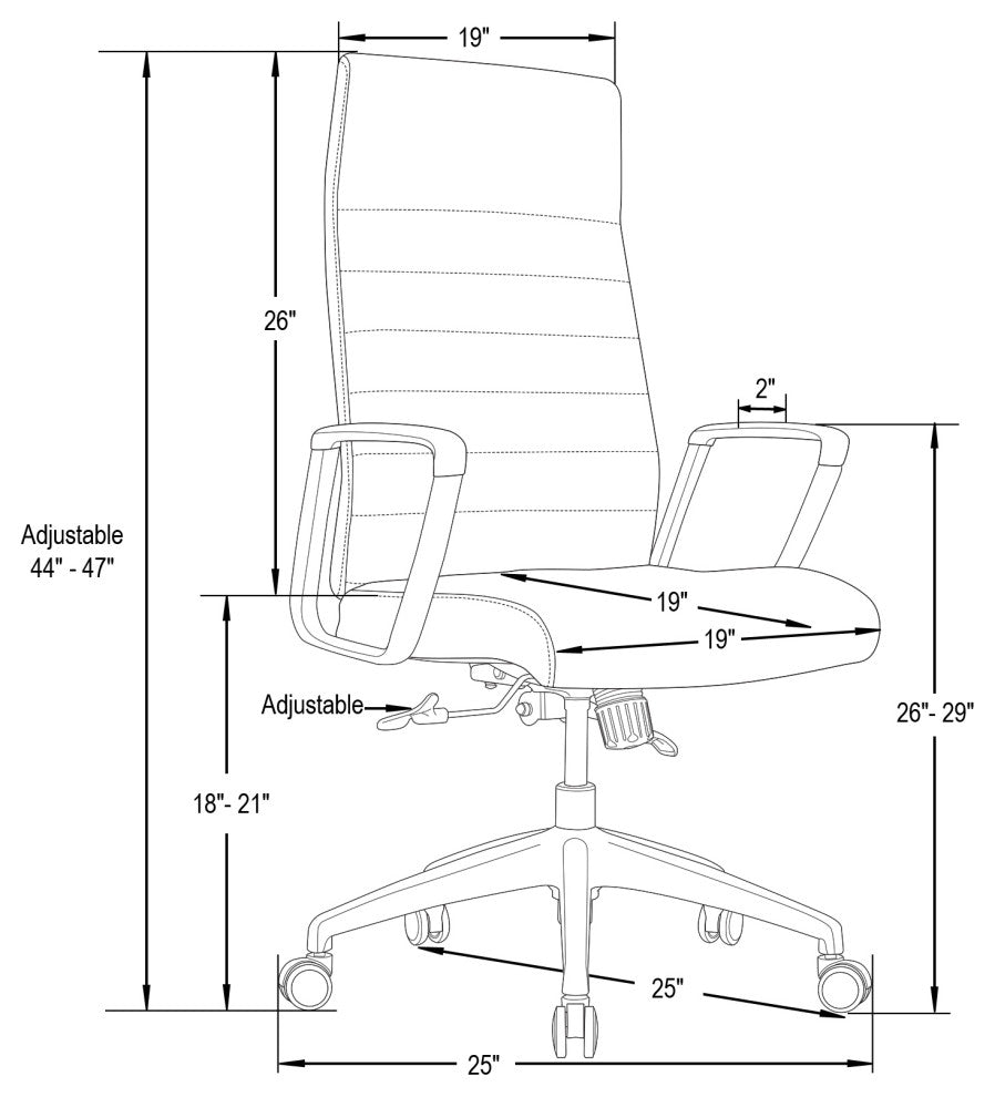 LeisureMod Hilton Modern High Back Leather Conference Office Chair, White