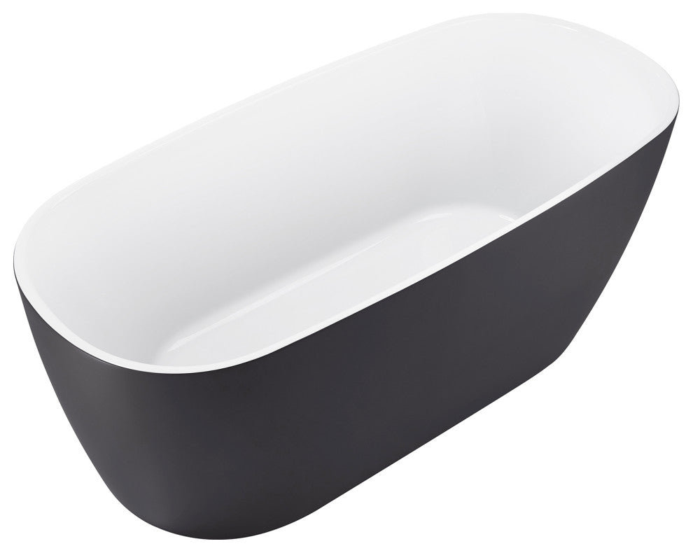 59" Acrylic Single Slipper Flatbottom Non-Whirlpool Bathtub, Gray