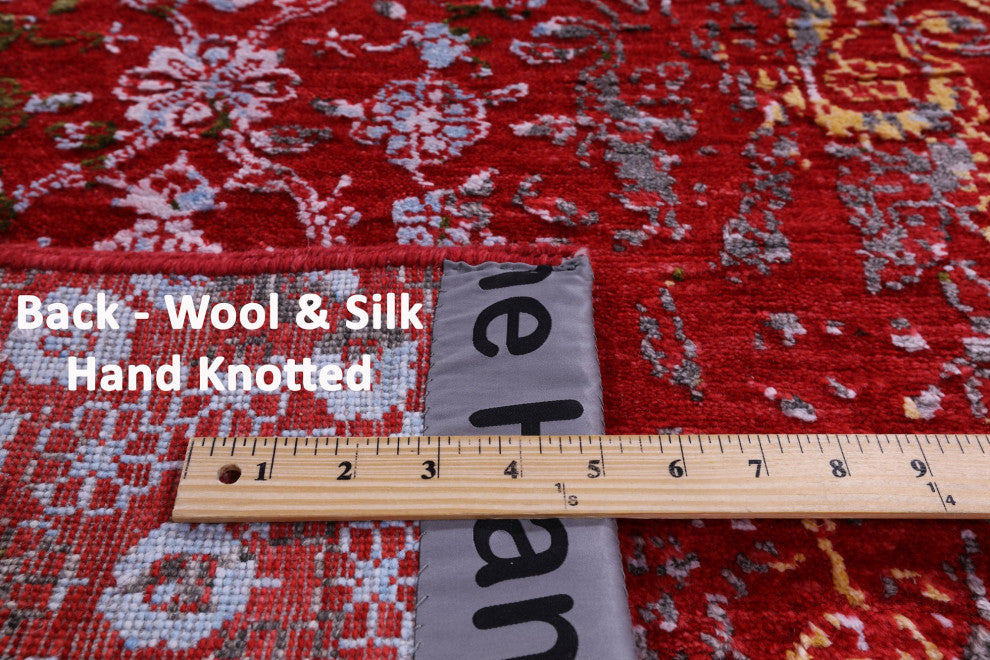 Runner Modern Wool and Silk Handmade Rug 2' 7" X 12' 1" Q11820