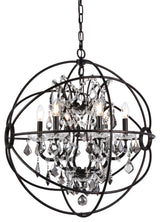 Elegant Lighting 1130D25-SS/RC Geneva 6 Light 25"W Crystal - Dark Bronze