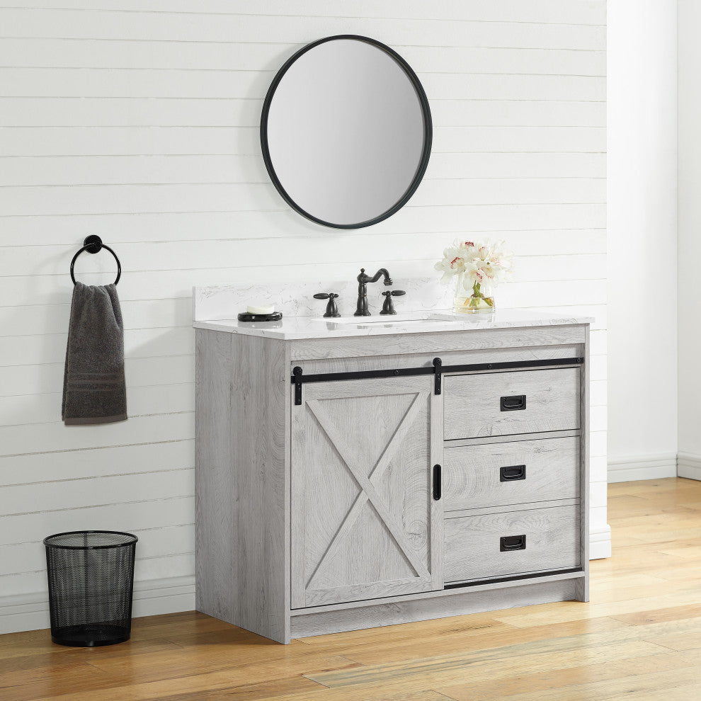 Rafter 42" Bathroom Vanity, White Wash
