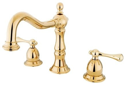 Kingston Brass Widespread Bathroom Faucet With Brass Pop-Up, Polished Brass