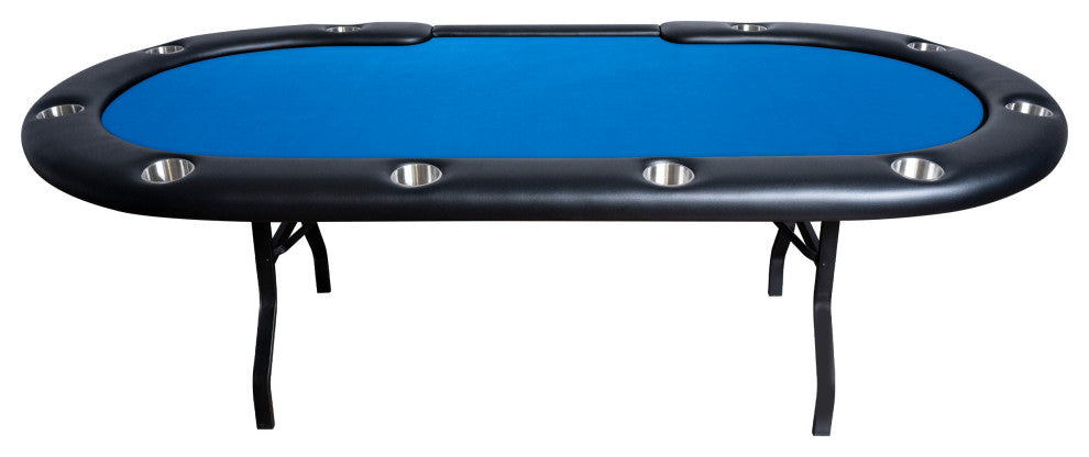 Aces Pro Folding Poker Table, 10 Players, 96" Oval, Blue Velveteen