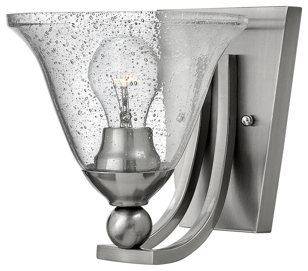 Hinkley Bolla Sconce Single Light Sconce, Brushed Nickel With Clear Glass