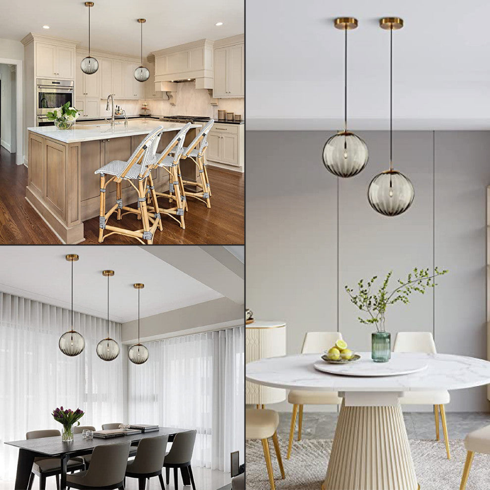 Smoke Gray kitchen light fixtures Glass pendant light Single Globe Chandelier