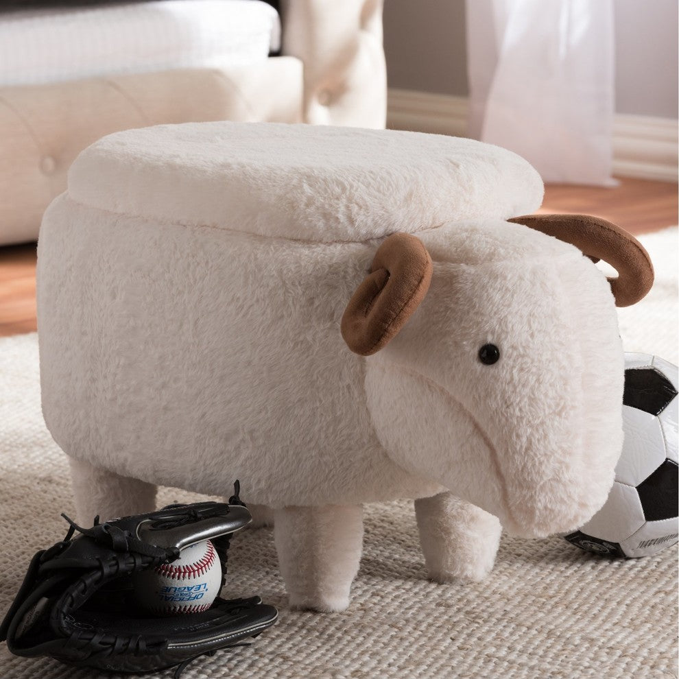 Pecora Contemporary Wool Upholstered Sheep Storage Ottoman