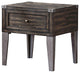 1 Drawer Wooden End Table with Metal Angled Legs, Brown