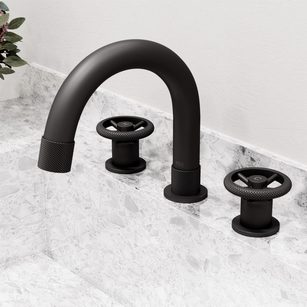 VIGO Wythe 8" H 2-Handle Widespread Bathroom Faucet, Matte Black