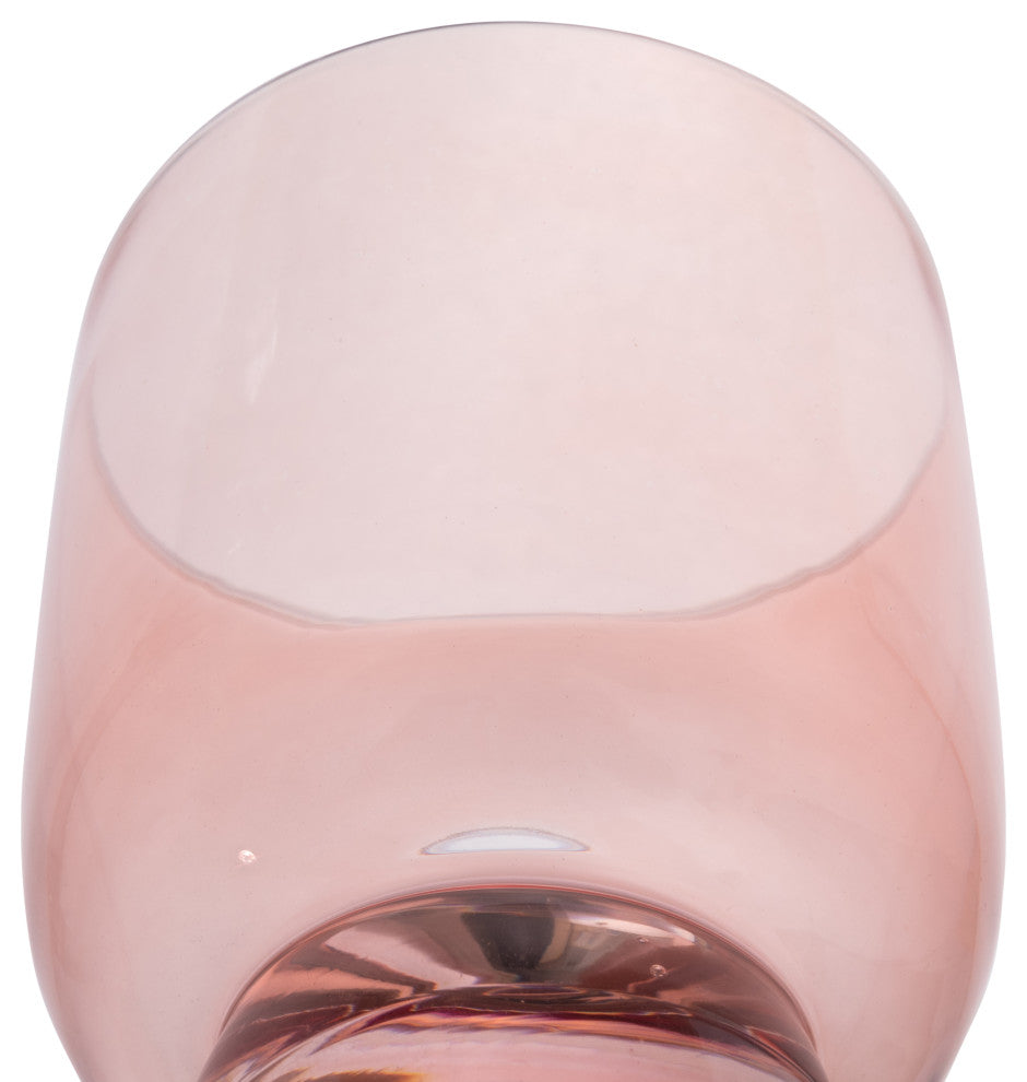 Hand Blown Footed Drinking Glasses, 6 Ounces, 4 Assorted Colors