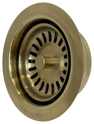 SinkSense Satin Gold 3.5" Disposal Flange Drain with Stopper