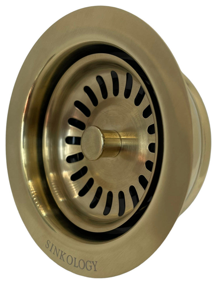 SinkSense Satin Gold 3.5" Disposal Flange Drain with Stopper