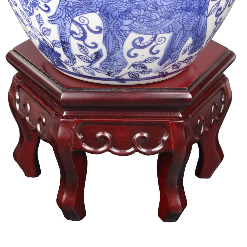 Hexagonal Chen Leung-Style Chinese Vase Stand, 10"x10"x6"