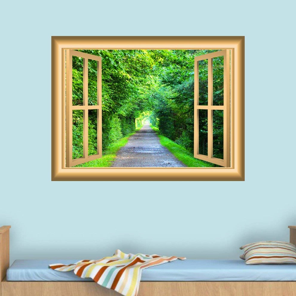 VWAQ 3D Forest Wall Decals, Vinyl Window Cling, 18"x22"