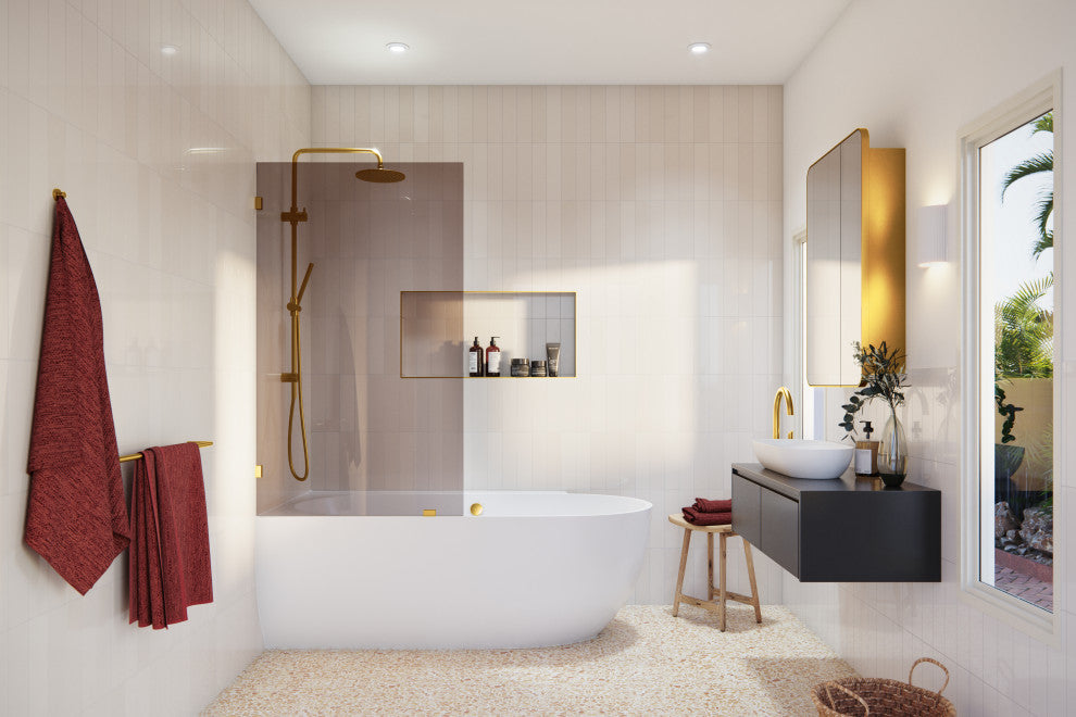 Bathtub Single Fixed Panels, Satin Brass