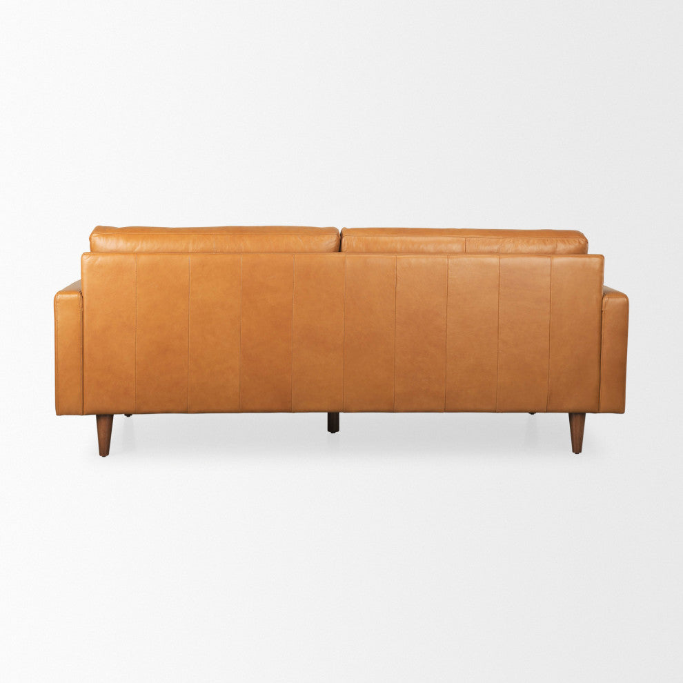 Olaf 88.2Lx37.8Wx35H Tan Leather Sofa