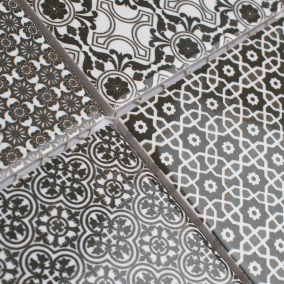 Classico 4" Square Black Porcelain Floor and Wall Tile