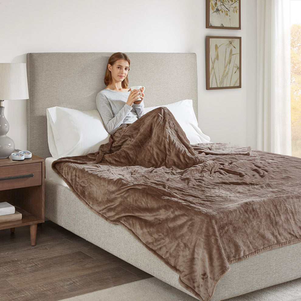 Beautyrest Heated Plush Blanket, Mink