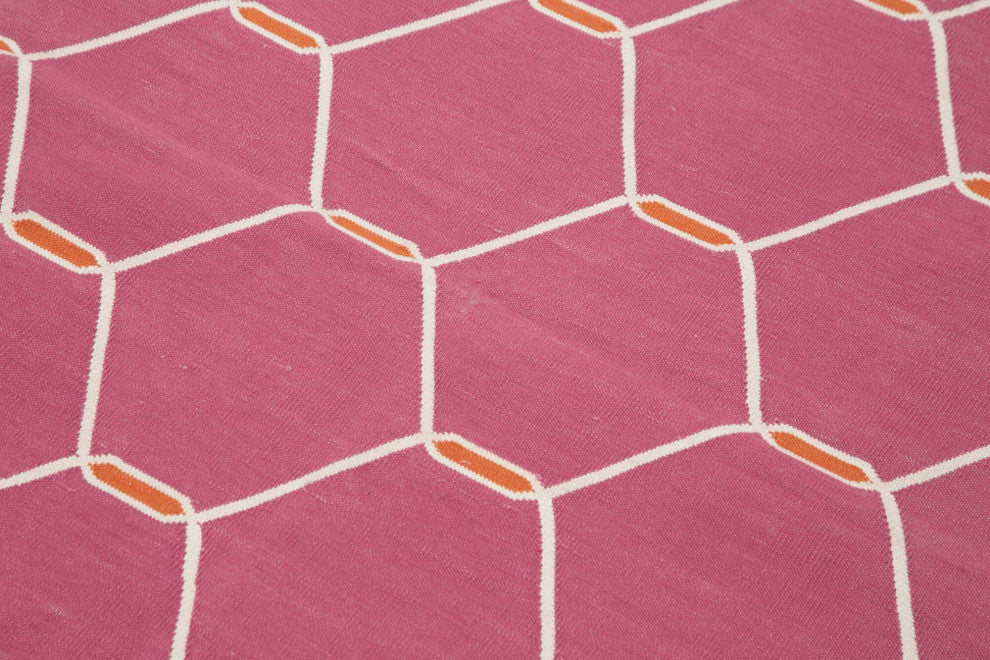 Rug N Carpet - Handmade Wool 3' 7'' x 5' 8'' Modern Design Dhurrie Kilim Rug