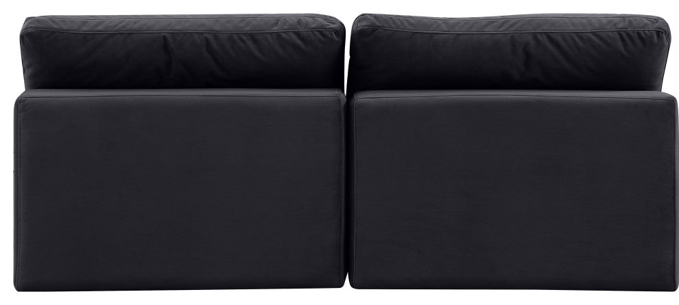 Comfy Upholstered Modular Sofa, Black, 2-Piece: 2 Armless Chair, Velvet