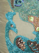 Green Decorative Pillow Covers 24"x24" Silk, Taupe Green Peacock