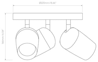 Koto Five Bar, Matt White, Three Light - Round