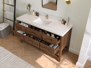 Parker Teak 60" Single Sink Bath Vanity in Dark Walnut2" Viola Brown
