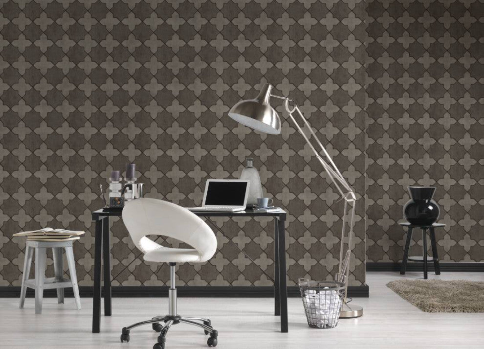 Mosaic Textured Wallpaper Featuring Star Shaped Tile, 374213