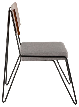 Lumisource Loft Chair, Black Metal With Gray and Walnut Wood Accent, Set of 2