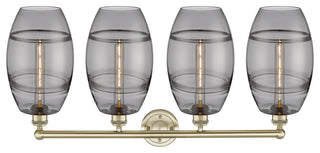 Edison-Vaz 4-Light 35" Bath Vanity Light, Antique Brass, Light Smoke