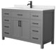54"SGL Bathroom Vanity Dark Gray, White Cult.Marble Countertop, Sink, Black Trim