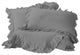 Organic Cotton 300 TC GOTS Certified 8 Internal Ties Ruffled Duvet Set, Dark Grey, Queen(88"x92")
