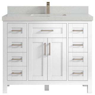 Cambridge 42 Single Sink Bath Vanity in White 2" Carrara Quartz