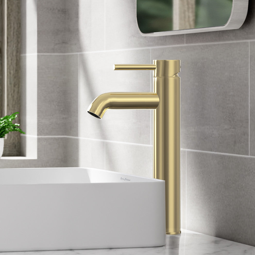 Ivy Single Hole Single Handle High Arc Bathroom Faucet, Brushed Gold